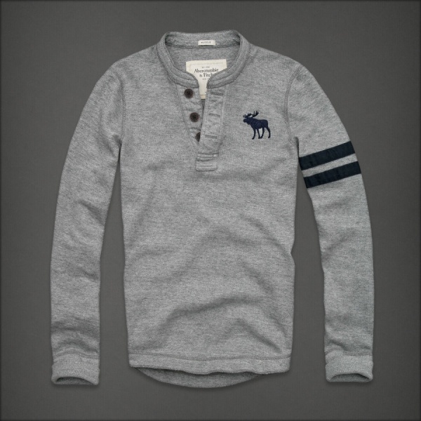Abercrombie Fitch Hombres Ponte de pie de cuello Largo Remera AF6199